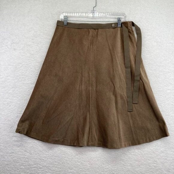 GAP Dresses & Skirts - Gap Stretch Womens A Line Skirt Sz 8 Brown Velvet Ribbon Belt Rhinestone Accent